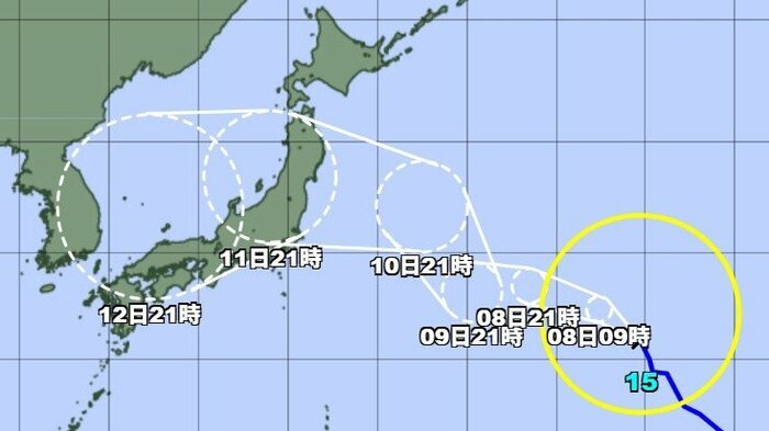 台風15号の進路予想図　気象庁HPより