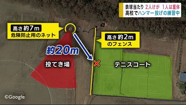 鉄球当たり生徒2人けが 1人は重体 県立高校でハンマー投げの練習中<岩手・滝沢市>