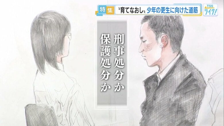 当時16歳の少年と当時18歳の男の裁判員裁判（スケッチ：山上幸ニ）