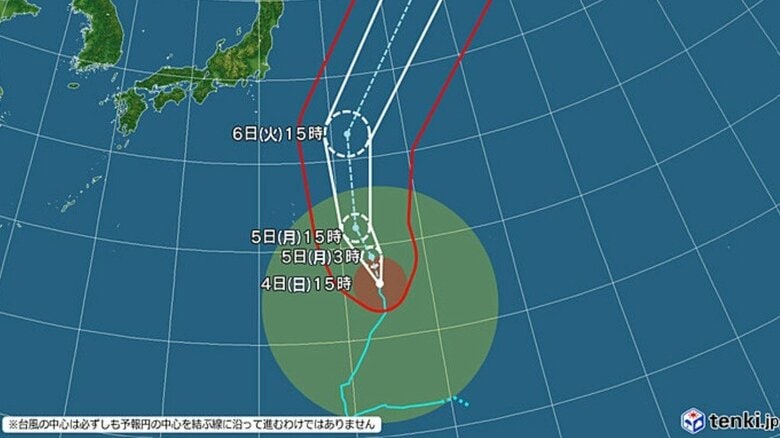 台風27号の進路予想図　日本気象協会 tenki.jpより