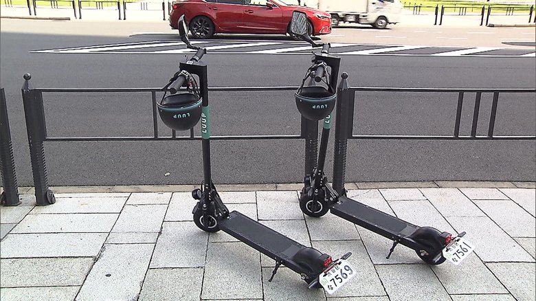 電動キックスケーター 自転車レーンで 東京駅周辺で実証実験