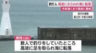 台風で荒れる海　釣り人が高波にさらわれ海に転落　ケガなし　静岡県内では21日夜遅くまで高波に警戒を