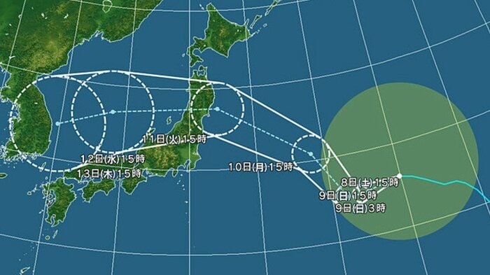 台風15号の進路予想図　日本気象協会より