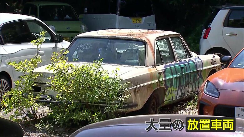 【独自】ドアやタイヤのない“廃車同然”の車も…駅近駐車場に放置された大量の車　住民「夜は行きたくない」　専門家「勝手に退けるのはリスク」神奈川・藤沢市｜FNNプライムオンライン