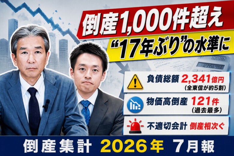 【帝国データバンクが解説】倒産件数2カ月連続で1000件超え　「物価高倒産」は過去最多を更新