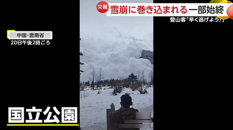 段々と迫り客たちを飲み込む雪崩