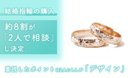 結婚指輪の購入、約8割が「2人で相談」し決定。重視したポイントは2人に1人が「デザイン」