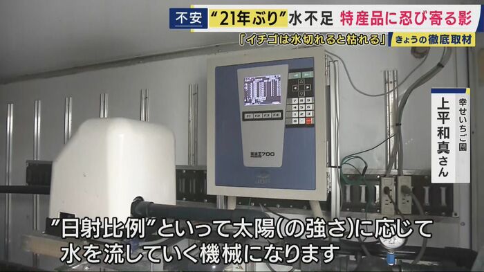 太陽の強さに応じて水の量を流していく機械を使っている