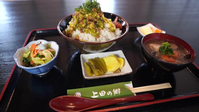 きりざい丼(小鉢・漬物・けんちん汁・果物付き) 1000円