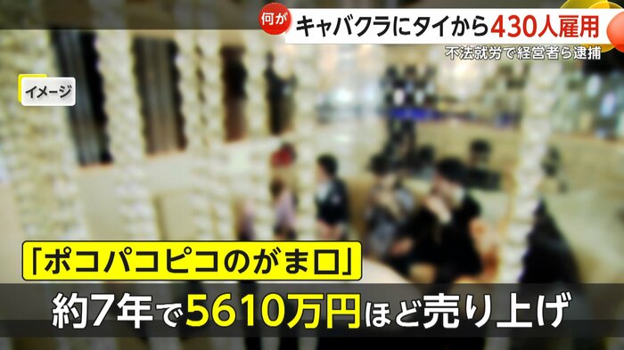 約5610万円売り上げていたという無許可のキャバクラ営業
