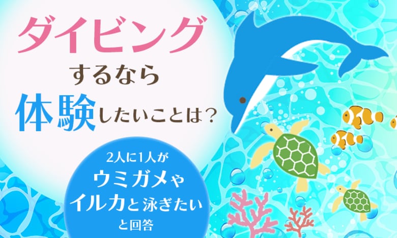 【ダイビングするなら体験したいことは?】2人に1人が「ウミガメやイルカと泳ぎたい」と回答