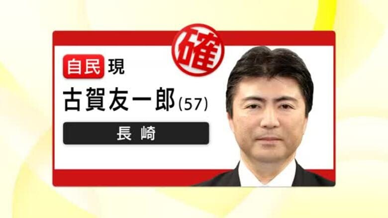 【参院選】長崎選挙区　自民・現　古賀友一郎氏（57）が当選確実｜FNNプライムオンライン