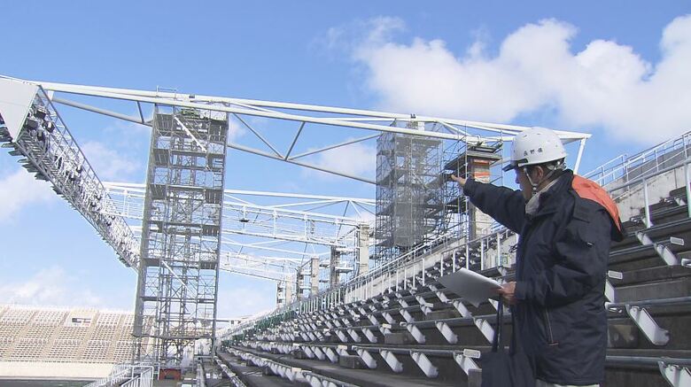 鉄骨部材の落下で使用停止…松本山雅の本拠地アルウィンの復旧工事を公開　フィールドの使用再開は2026年3月からの見通し｜FNNプライムオンライン