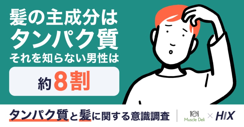 【8月4日「栄養の日」】髪の主成分はタンパク質、男性の約8割が知らず。マッスルデリ×HIX 「タンパク質と髪に関する意識調査」を実施