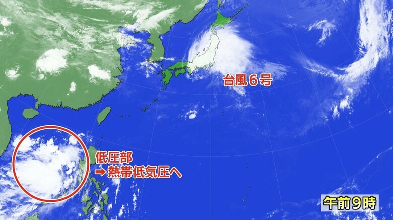 早くも新たな“台風のたまご”の影　6月4日に台湾の南西で熱帯低気圧が発生の見通し　一難去ってまた一難か　台風6号は日本の東へ　徳島・和歌山・静岡・神奈川で線状降水帯が発生　太平洋側を中心に列島大荒れ｜FNNプライムオンライン
