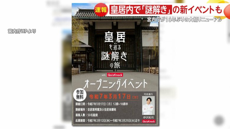 新たなホームページで発表された「皇居を巡る謎解きの旅」