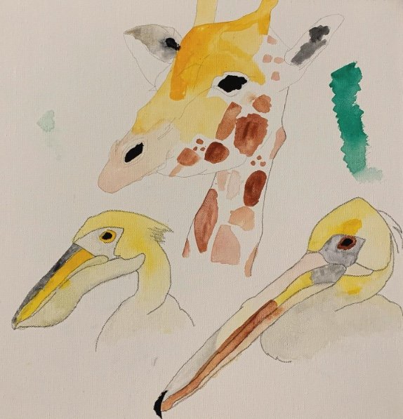 小学1年生の時に描いた「キリンとペリカン」