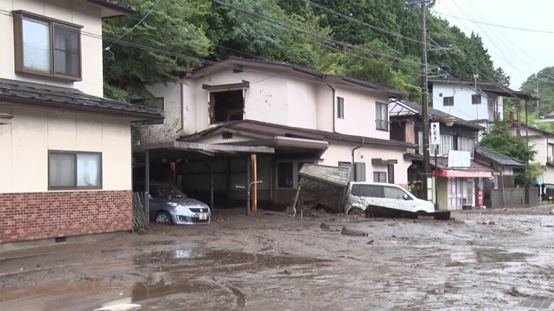 土砂が流れ込み親子3人が犠牲に（2021年8月15日　長野県岡谷市）