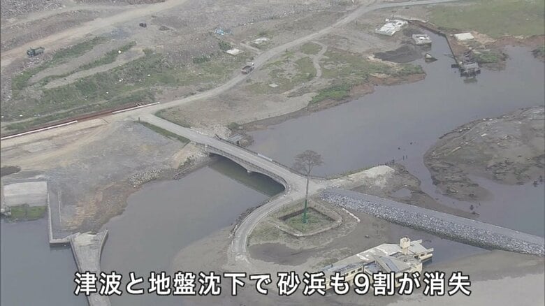 津波と地盤沈下により砂浜も9割が消え、7万本あった松が1本を残し流出した
