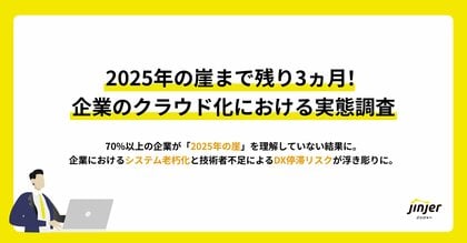【2025年の崖まで残り3ヵ月!企業のクラウド化における実態調査】70%以上の企業が「2025年の崖」を理解していない結果に。企業におけるシステム老朽化と技術者不足によるDX停滞リスクが浮き彫りに。