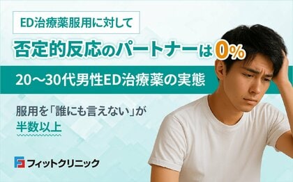 ED治療薬服用に対して否定的反応のパートナーは0%-20~30代男性ED治療薬の実態