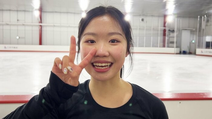 アクセル2回成功させた笑顔のポーズを