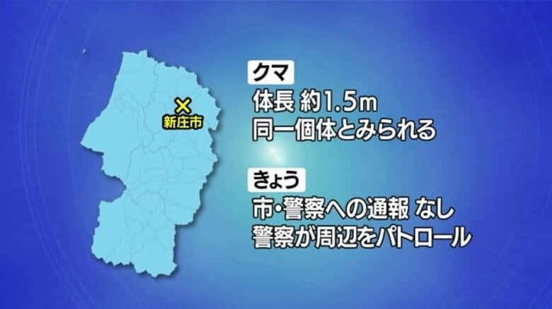【クマ出没／山形】新庄駅周辺で目撃情報11件（7日）…体長1.5メートル　注意・警戒を　新庄市｜FNNプライムオンライン