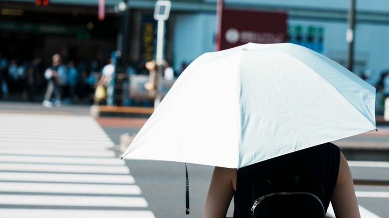 日傘は差し方がポイントになる　資料映像