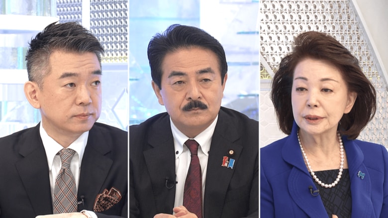 左から橋下徹元大阪府知事、佐藤正久元外務副大臣、櫻井よしこ国家基本問題研究所理事長