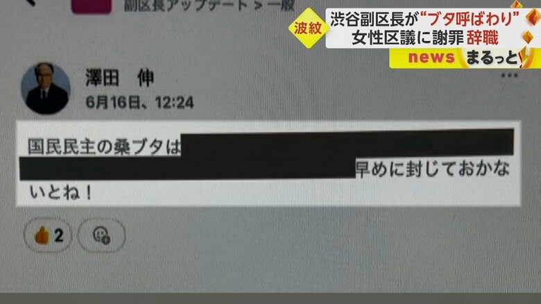 沢田副区長が書き込んだとされるメッセージ