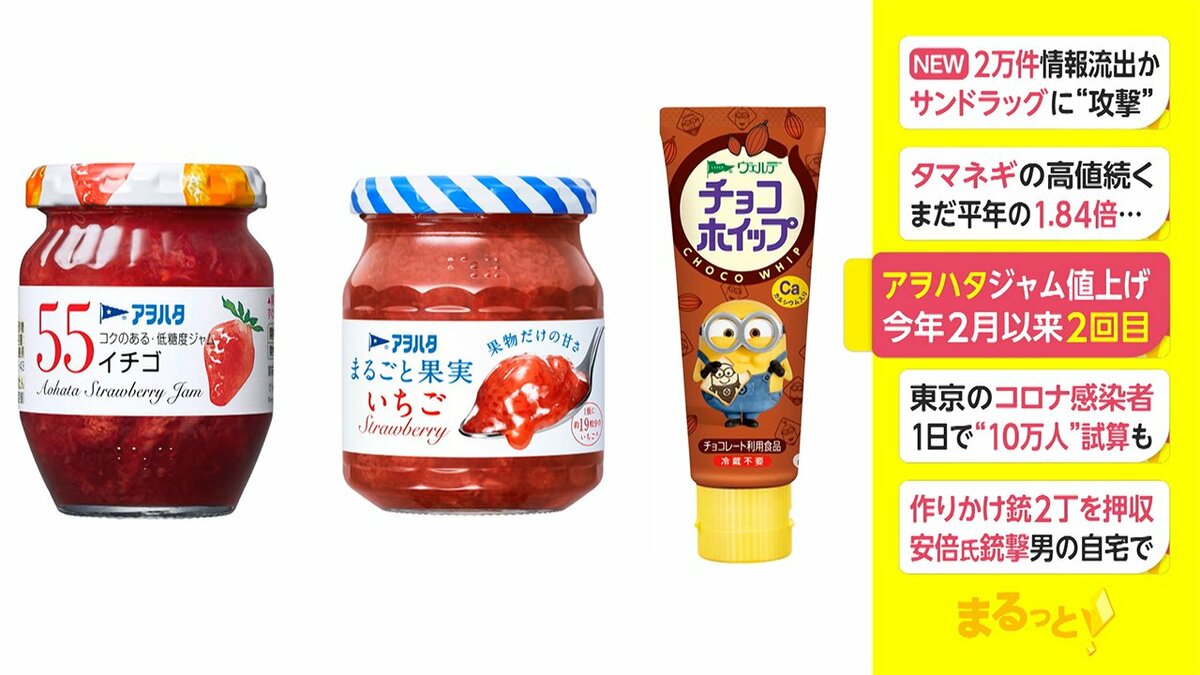 アヲハタ ジャムやホイップなど43品目 最大12 値上げへ 今年2回目