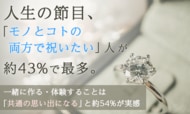 人生の節目、「モノとコトの両方で祝いたい」人が約43%で最多。一緒に作る・体験することは「共通の思い出になる」と約54%が実感