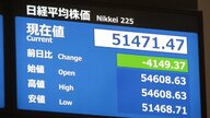 【速報】日経平均株価が一時4100円超値下がり　節目の5万2000円台に急落　中東情勢緊迫により原油高で先行き懸念か