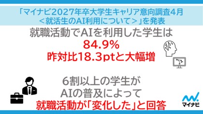 「マイナビ　2027年卒　大学生キャリア意向調査4月＜就活生のAI利用について＞」を発表