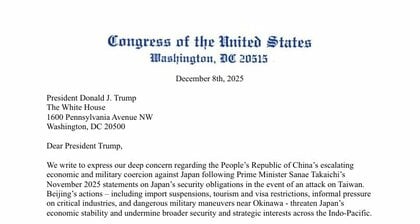 日中対立めぐりアメリカ下院議員がトランプ氏に書簡　日本支援強化を要請