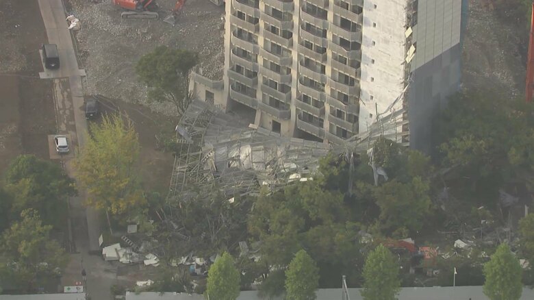 足場が崩れた茨城・つくば市の解体現場