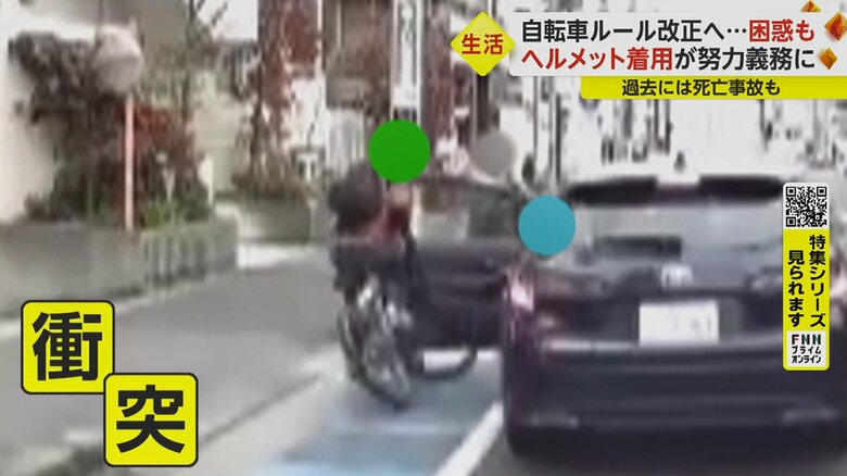 赤信号で停車　その横を通過しようとした自転車が、助手席のドアに衝突（2022年11月 埼玉・川口市）