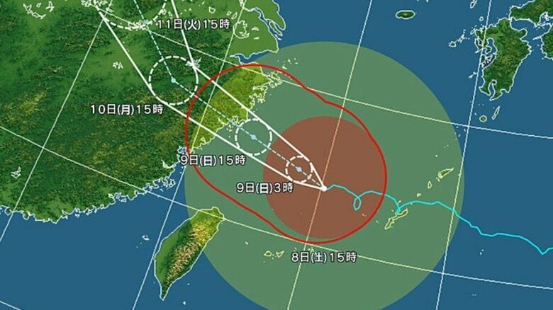 台風13号の進路予想図　日本気象協会より