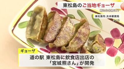 東松島のご当地「ノリ」ギョーザ出発　皮に練り込み赤豚も　郵便局で全国発送へ〈宮城〉