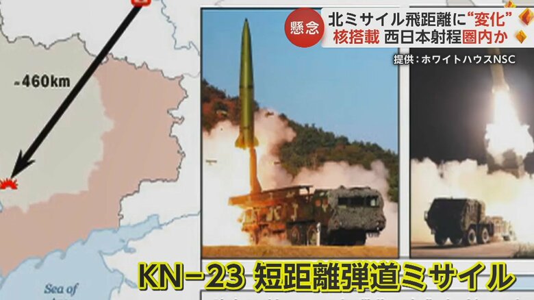 説明ボードの画像の1つは、KN-23短距離弾道ミサイルだった