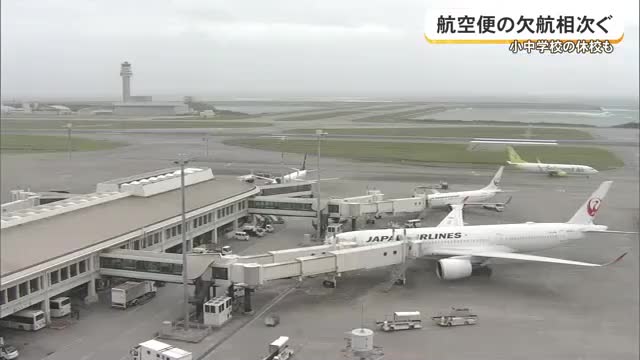 【台風18号】空の便268便欠航、バス・モノレールは25日最終まで運行 17自治体で臨時休校