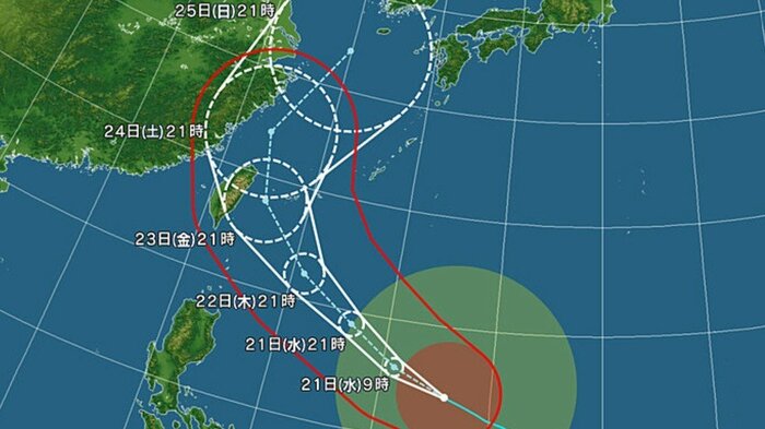 台風30号の進路予想図　日本気象協会 tenki.jpより