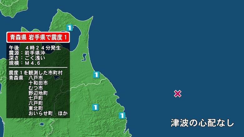 青森県で最大震度1の地震　青森県・八戸市、十和田市、野辺地町、七戸町、六戸町、東北町、おいらせ町、三戸町｜FNNプライムオンライン