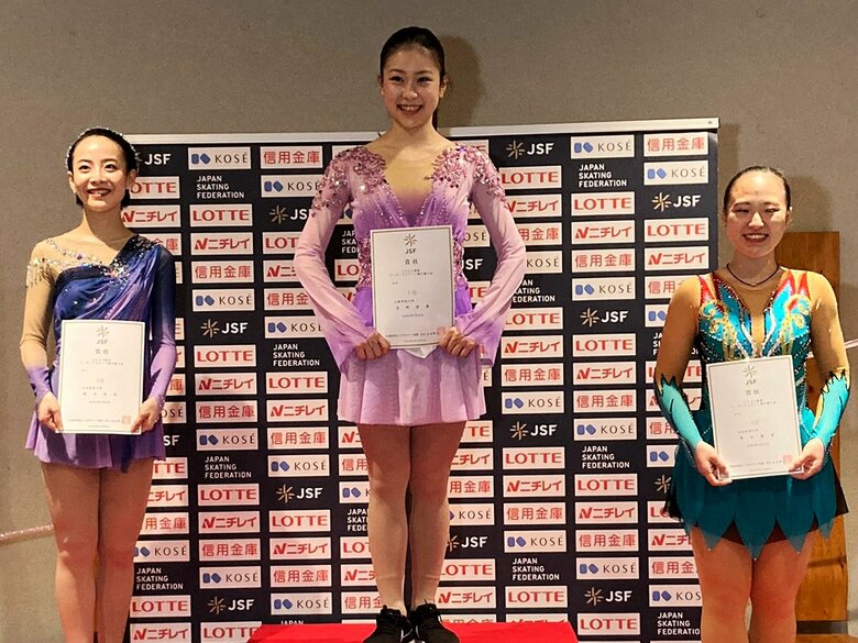 シニア女子の表彰台(関東選手権)