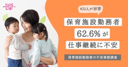 保育施設勤務者の62.6%が仕事継続に不安 43.6%が少子化による『園児減少』を実感 -保育スキルを活かす新たな選択肢とは【キッズライン調査レポート】
