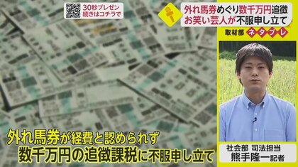 外れ馬券”経費と認められず…追徴課税に不服申し立て【ネタプレ社会部】｜