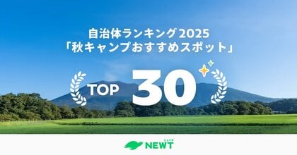 旅行アプリ『NEWT（ニュート）』、秋キャンプが熱い！アウトドアブーム最前線で注目の自治体TOP30を発表