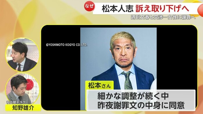 7日夜に松本さんが謝罪文の中身に同意