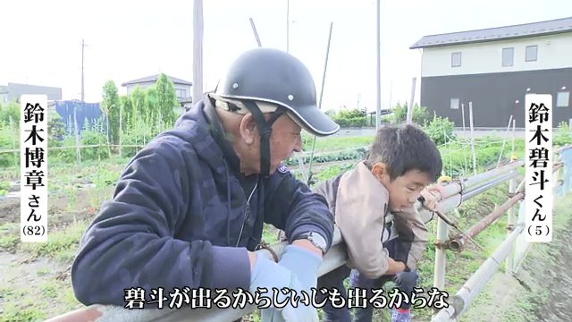 初出陣を目指すひ孫をサポート