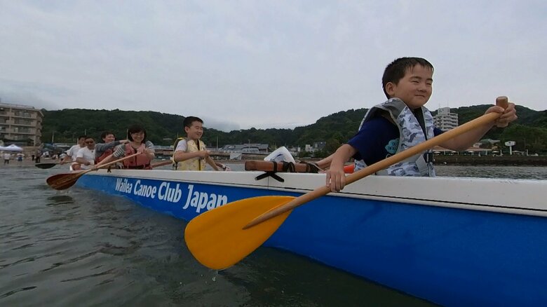 親子４人で初めてのカヌー。親子で参加する人が多かった